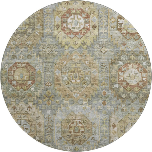 HomeRoots 8' X 10' Sage And Beige Medallion Area Rug - Durable, Stain-Resistant, UV Protected & Machine Washable! 714941