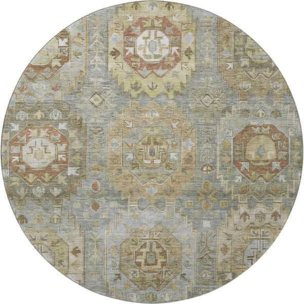 HomeRoots 8' X 10' Sage And Beige Medallion Area Rug - Durable, Stain-Resistant, UV Protected & Machine Washable! 714941