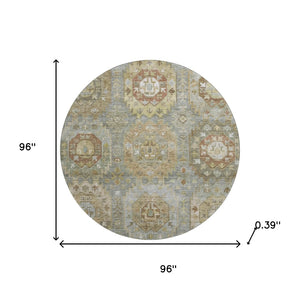 HomeRoots 8' X 10' Sage And Beige Medallion Area Rug - Durable, Stain-Resistant, UV Protected & Machine Washable! 714941