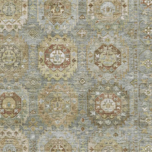 HomeRoots 9' X 12' Sage and Beige Medallion Area Rug - Washable, UV Protected, Soft, Durable for Homes with Pets 714942