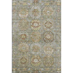 HomeRoots 10' X 14' Sage and Beige Medallion Area Rug - Washable, Stain-Resistant, UV Protected for Durability 714943
