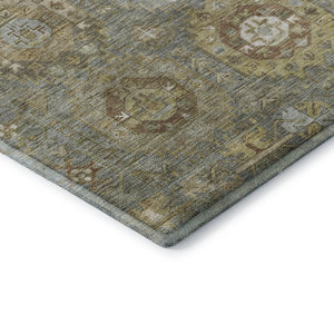 HomeRoots 10' X 14' Sage and Beige Medallion Area Rug - Washable, Stain-Resistant, UV Protected for Durability 714943