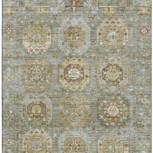 HomeRoots 10' X 14' Sage and Beige Medallion Area Rug - Washable, Stain-Resistant, UV Protected for Durability 714943