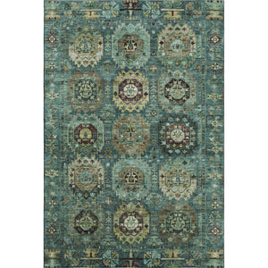 HomeRoots 5' X 8' Teal and Brown Medallion Area Rug – Washable, UV-Protected, Perfect for High-Traffic Spaces! 714945