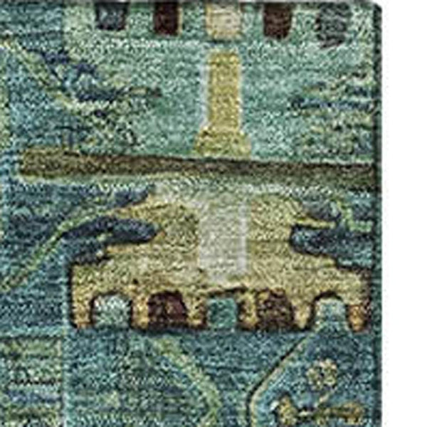 HomeRoots 5' X 8' Teal and Brown Medallion Area Rug – Washable, UV-Protected, Perfect for High-Traffic Spaces! 714945