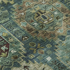 HomeRoots 5' X 8' Teal and Brown Medallion Area Rug – Washable, UV-Protected, Perfect for High-Traffic Spaces! 714945