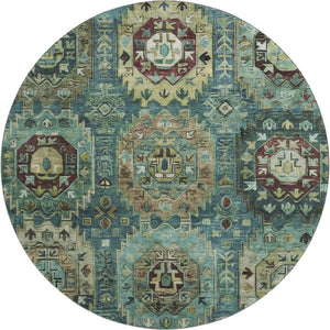 HomeRoots 8' X 10' Teal & Brown Medallion Area Rug – Washable, UV Protected, Stain Resistant for Homes! 714947