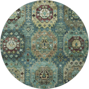 HomeRoots 8' X 10' Teal & Brown Medallion Area Rug – Washable, UV Protected, Stain Resistant for Homes! 714947