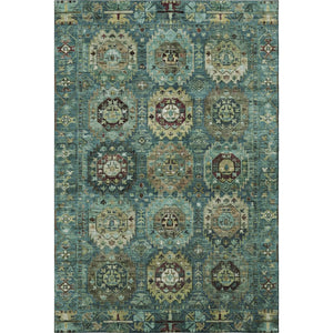 HomeRoots 9' X 12' Teal and Brown Medallion Washable Area Rug - Stain-Resistant, UV Protected, Durable Design 714948