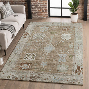 HomeRoots 5' X 8' Brown and Gray Oriental Area Rug - Washable with UV Protection for Busy Homes and Kids 714951