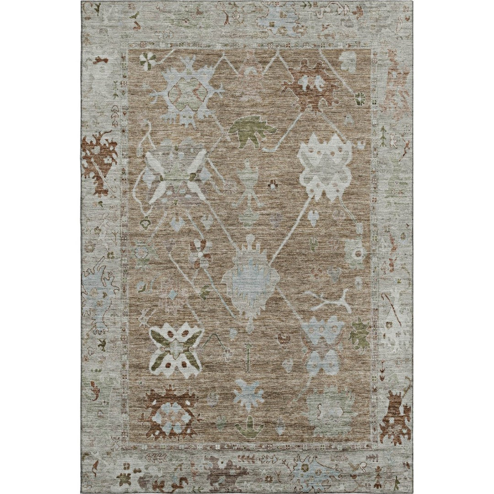 HomeRoots 5' X 8' Brown and Gray Oriental Area Rug - Washable with UV Protection for Busy Homes and Kids 714951
