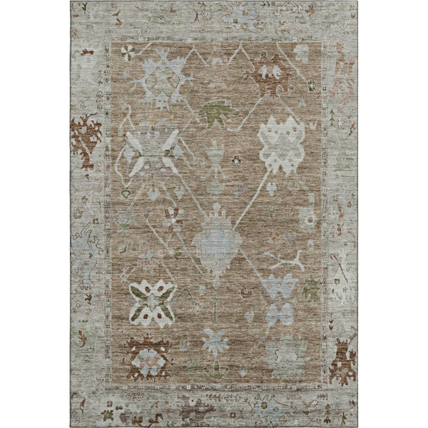 HomeRoots 5' X 8' Brown and Gray Oriental Area Rug - Washable with UV Protection for Busy Homes and Kids 714951