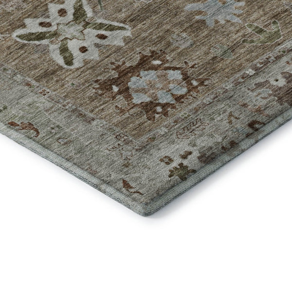 HomeRoots 5' X 8' Brown and Gray Oriental Area Rug - Washable with UV Protection for Busy Homes and Kids 714951