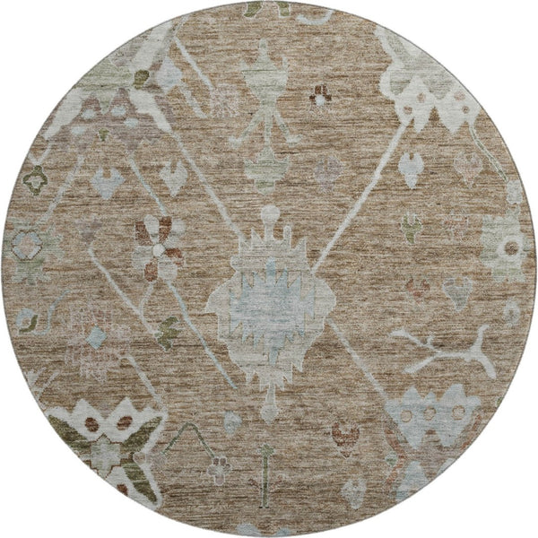 HomeRoots 8' X 10' Brown And Gray Oriental Area Rug - Washable, UV Protected, Stylish, and Kid-Friendly Design 714953