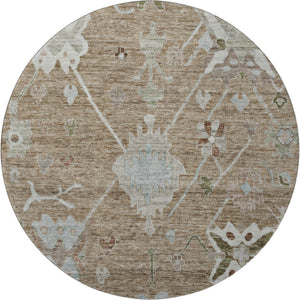 HomeRoots 8' X 10' Brown And Gray Oriental Area Rug - Washable, UV Protected, Stylish, and Kid-Friendly Design 714953
