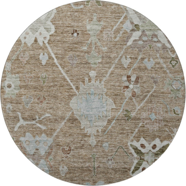 HomeRoots 8' X 10' Brown And Gray Oriental Area Rug - Washable, UV Protected, Stylish, and Kid-Friendly Design 714953