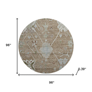 HomeRoots 8' X 10' Brown And Gray Oriental Area Rug - Washable, UV Protected, Stylish, and Kid-Friendly Design 714953