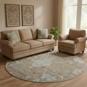 HomeRoots 8' X 10' Brown And Gray Oriental Area Rug - Washable, UV Protected, Stylish, and Kid-Friendly Design 714953