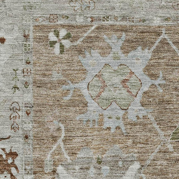 HomeRoots 9' X 12' Brown & Gray Oriental Washable Area Rug with UV Protection - Durable, Stylish & Easy Care! 714954