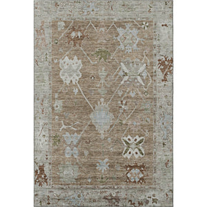 HomeRoots 10' X 14' Brown and Gray Washable Oriental Area Rug with UV Protection for High-Traffic Spaces 714955