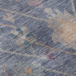 HomeRoots 5' X 8' Vibrant Blue and Purple Washable Oriental Area Rug with Non-Slip Backing & UV Protection 714957