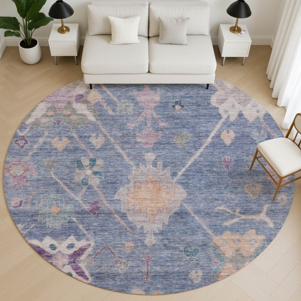 HomeRoots 8' X 10' Washable Blue & Purple Oriental Area Rug with UV Protection, Stain Resistance & Non-Slip Backing 714959