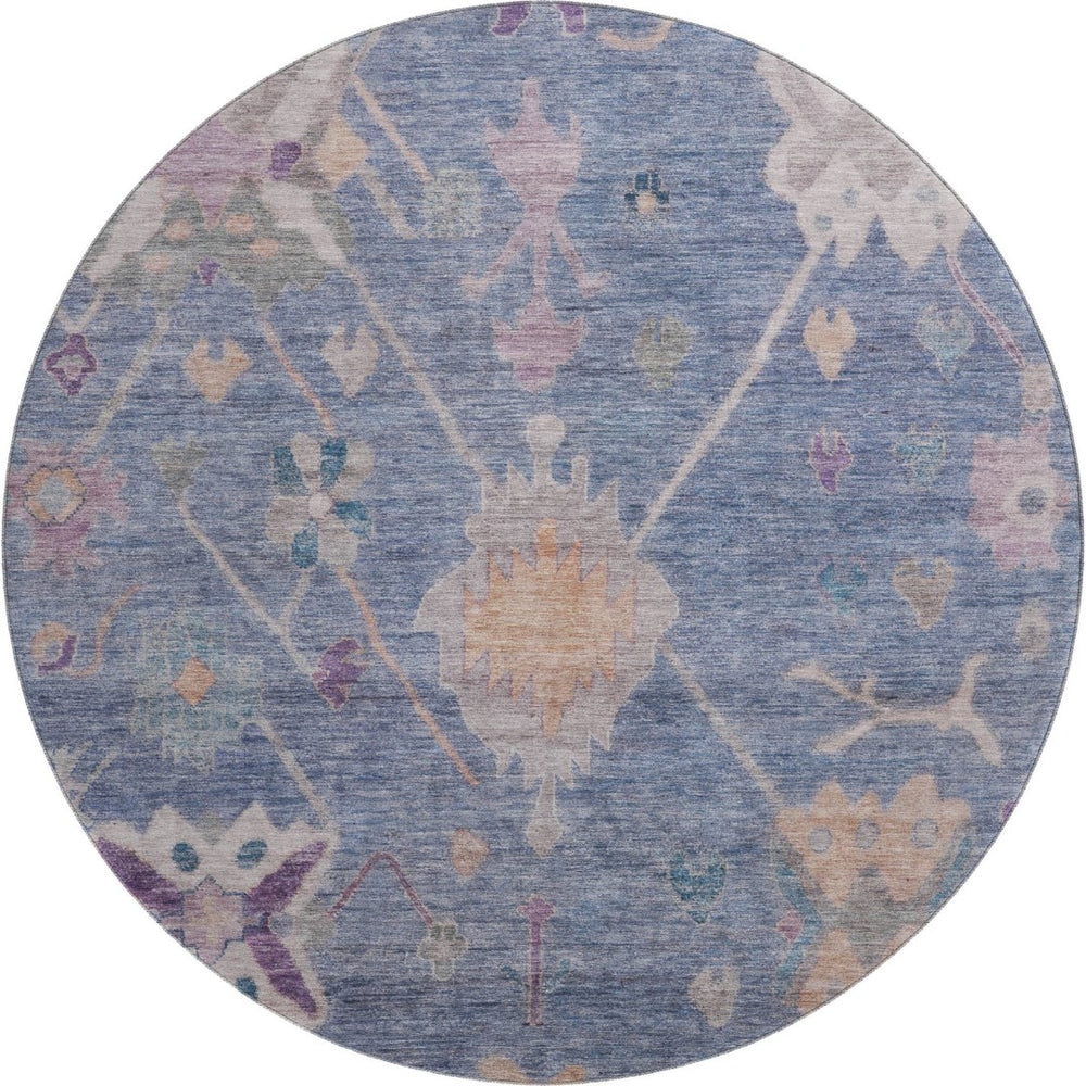 HomeRoots 8' X 10' Washable Blue & Purple Oriental Area Rug with UV Protection, Stain Resistance & Non-Slip Backing 714959