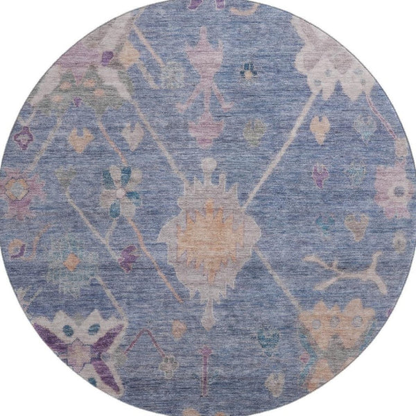 HomeRoots 8' X 10' Washable Blue & Purple Oriental Area Rug with UV Protection, Stain Resistance & Non-Slip Backing 714959