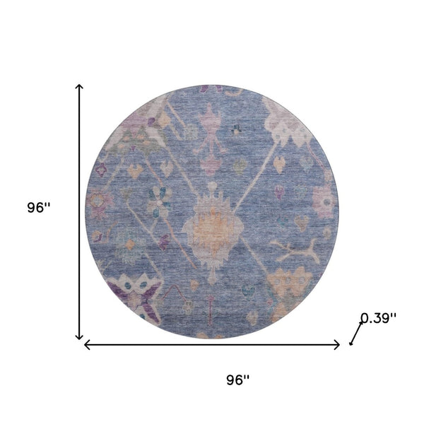 HomeRoots 8' X 10' Washable Blue & Purple Oriental Area Rug with UV Protection, Stain Resistance & Non-Slip Backing 714959