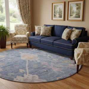 HomeRoots 8' X 10' Washable Blue & Purple Oriental Area Rug with UV Protection, Stain Resistance & Non-Slip Backing 714959
