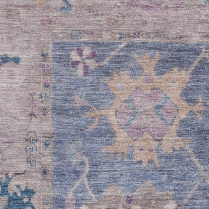 HomeRoots 9' X 12' Blue and Purple Oriental Washable Area Rug - Stain Resistant, UV Protected, Durable Design 714960