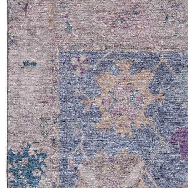 HomeRoots 10' Blue & Purple Oriental Area Rug - Washable, UV Protected, Stain Resistant for Busy Homes 714961
