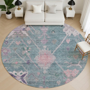 HomeRoots 8' X 10' Vibrant Green & Purple Oriental Area Rug – Machine Washable, UV Protected, Stain Resistant! 714965