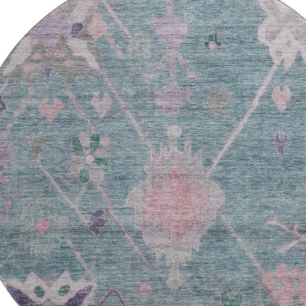 HomeRoots 8' X 10' Vibrant Green & Purple Oriental Area Rug – Machine Washable, UV Protected, Stain Resistant! 714965