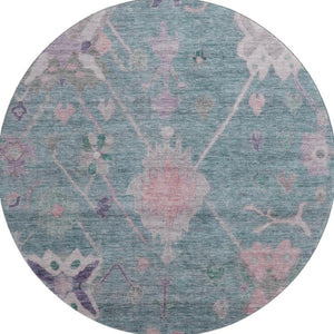 HomeRoots 8' X 10' Vibrant Green & Purple Oriental Area Rug – Machine Washable, UV Protected, Stain Resistant! 714965