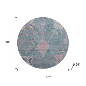 HomeRoots 8' X 10' Vibrant Green & Purple Oriental Area Rug – Machine Washable, UV Protected, Stain Resistant! 714965