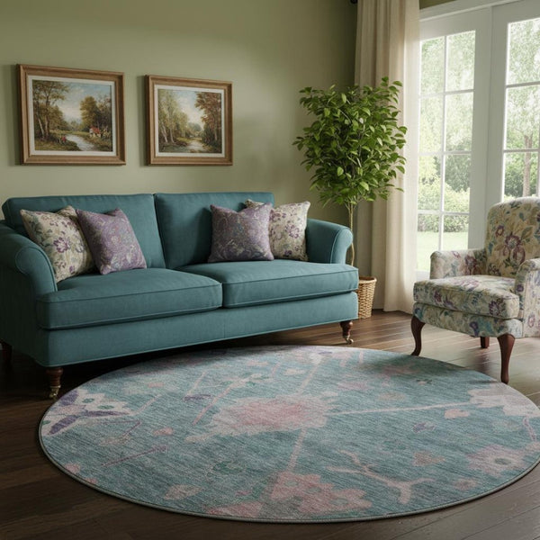 HomeRoots 8' X 10' Vibrant Green & Purple Oriental Area Rug – Machine Washable, UV Protected, Stain Resistant! 714965