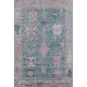 HomeRoots 10' X 14' Green & Purple Oriental Area Rug with UV Protection - Washable, Durable, Non-Slip Design! 714967