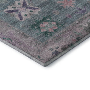 HomeRoots 10' X 14' Green & Purple Oriental Area Rug with UV Protection - Washable, Durable, Non-Slip Design! 714967