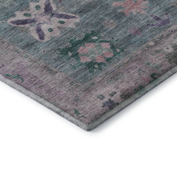 HomeRoots 10' X 14' Green & Purple Oriental Area Rug with UV Protection - Washable, Durable, Non-Slip Design! 714967