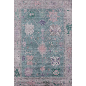 HomeRoots 10' X 14' Green & Purple Oriental Area Rug with UV Protection - Washable, Durable, Non-Slip Design! 714967
