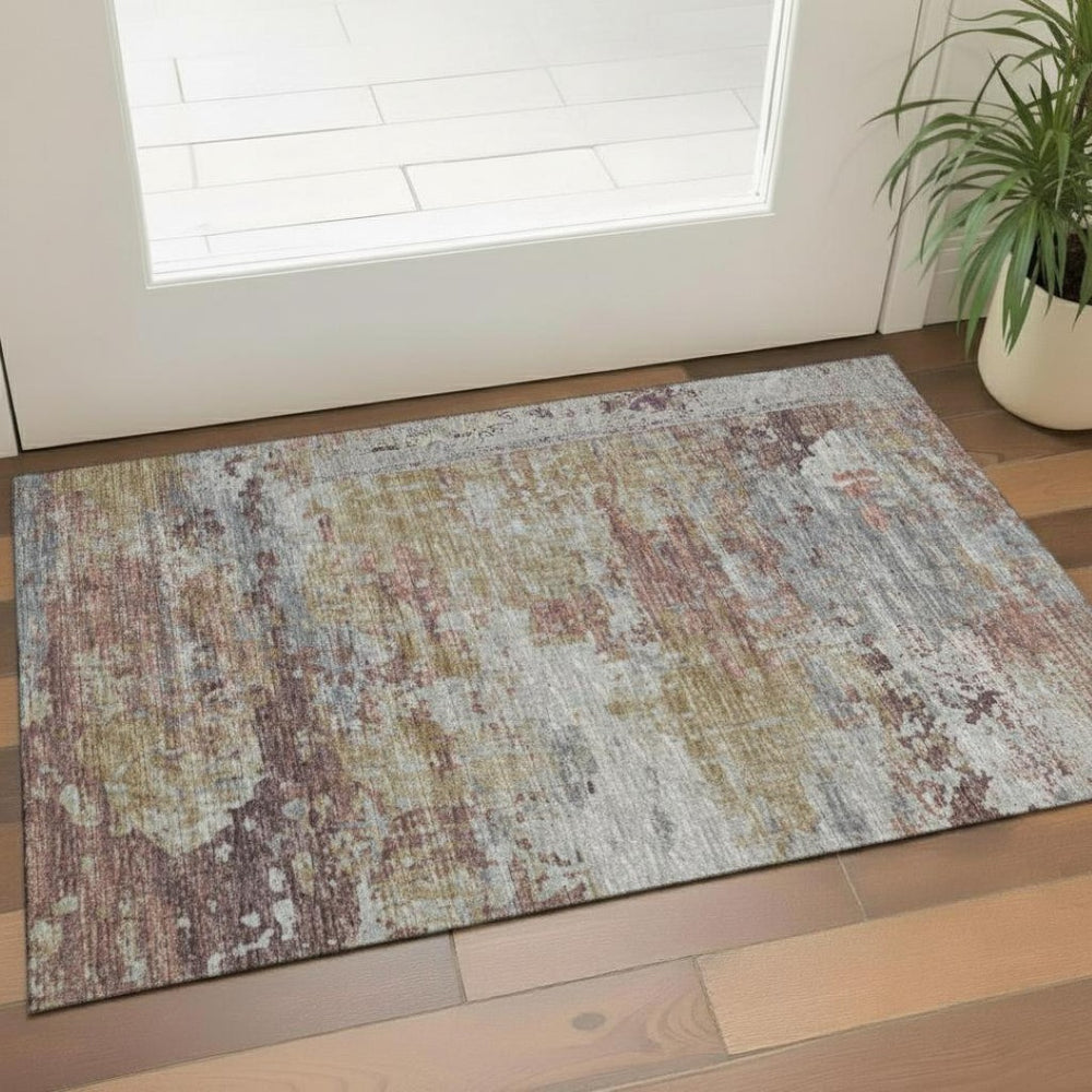 HomeRoots 5' X 8' Merlot Gray Oriental Area Rug - Washable, UV-Protected, Pet-Friendly, Stylish & Durable! 714969
