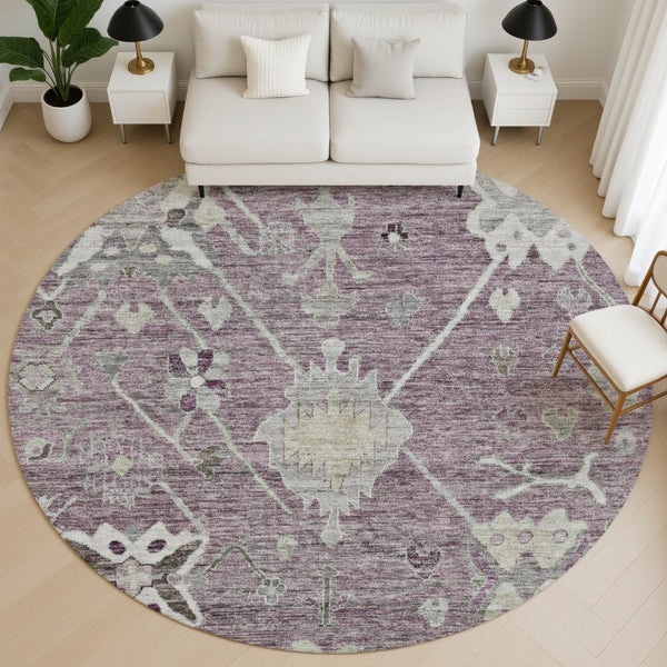 HomeRoots 8' X 10' Merlot and Gray Oriental Washable Area Rug – Stylish, Stain-Resistant, UV Protected Design! 714971