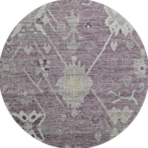HomeRoots 8' X 10' Merlot and Gray Oriental Washable Area Rug – Stylish, Stain-Resistant, UV Protected Design! 714971