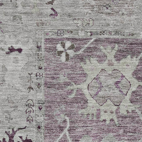 HomeRoots 9' X 12' Merlot & Gray Oriental Area Rug – Washable, UV-Resistant, Stain-Proof for High-Traffic Areas 714972