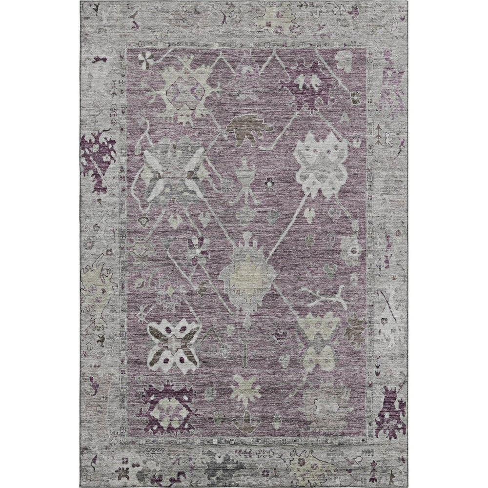 HomeRoots 10' x 14' Merlot and Gray Washable Oriental Area Rug with UV Protection for Busy Homes & Pets 714973