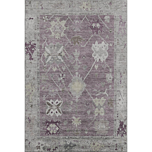 HomeRoots 10' x 14' Merlot and Gray Washable Oriental Area Rug with UV Protection for Busy Homes & Pets 714973