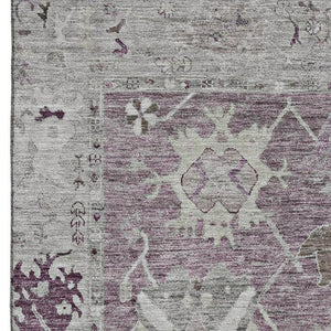 HomeRoots 10' x 14' Merlot and Gray Washable Oriental Area Rug with UV Protection for Busy Homes & Pets 714973