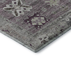 HomeRoots 10' x 14' Merlot and Gray Washable Oriental Area Rug with UV Protection for Busy Homes & Pets 714973