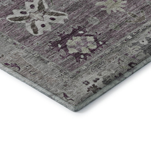 HomeRoots 10' x 14' Merlot and Gray Washable Oriental Area Rug with UV Protection for Busy Homes & Pets 714973
